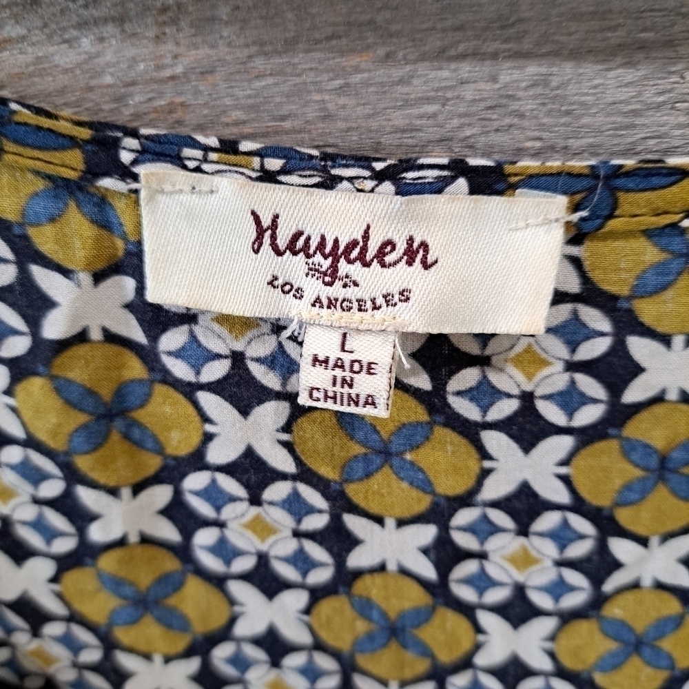 Hayden Women's Large Tribal Festival Tunic Dress Pockets Rayon Multicolor V-neck - Picture 2 of 11